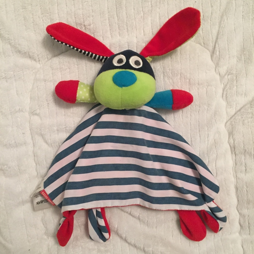 Gagou Tagou Puppy Dog Striped Plush Baby Security Blanket Lovey